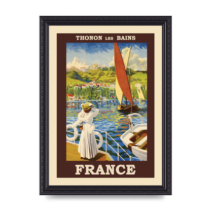 Travel Poster Thonon Les Bains France Printed Poster - A4 framed