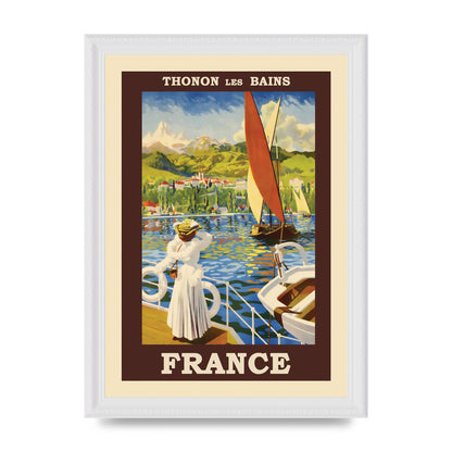 Travel Poster Thonon Les Bains France Printed Poster - A4 framed