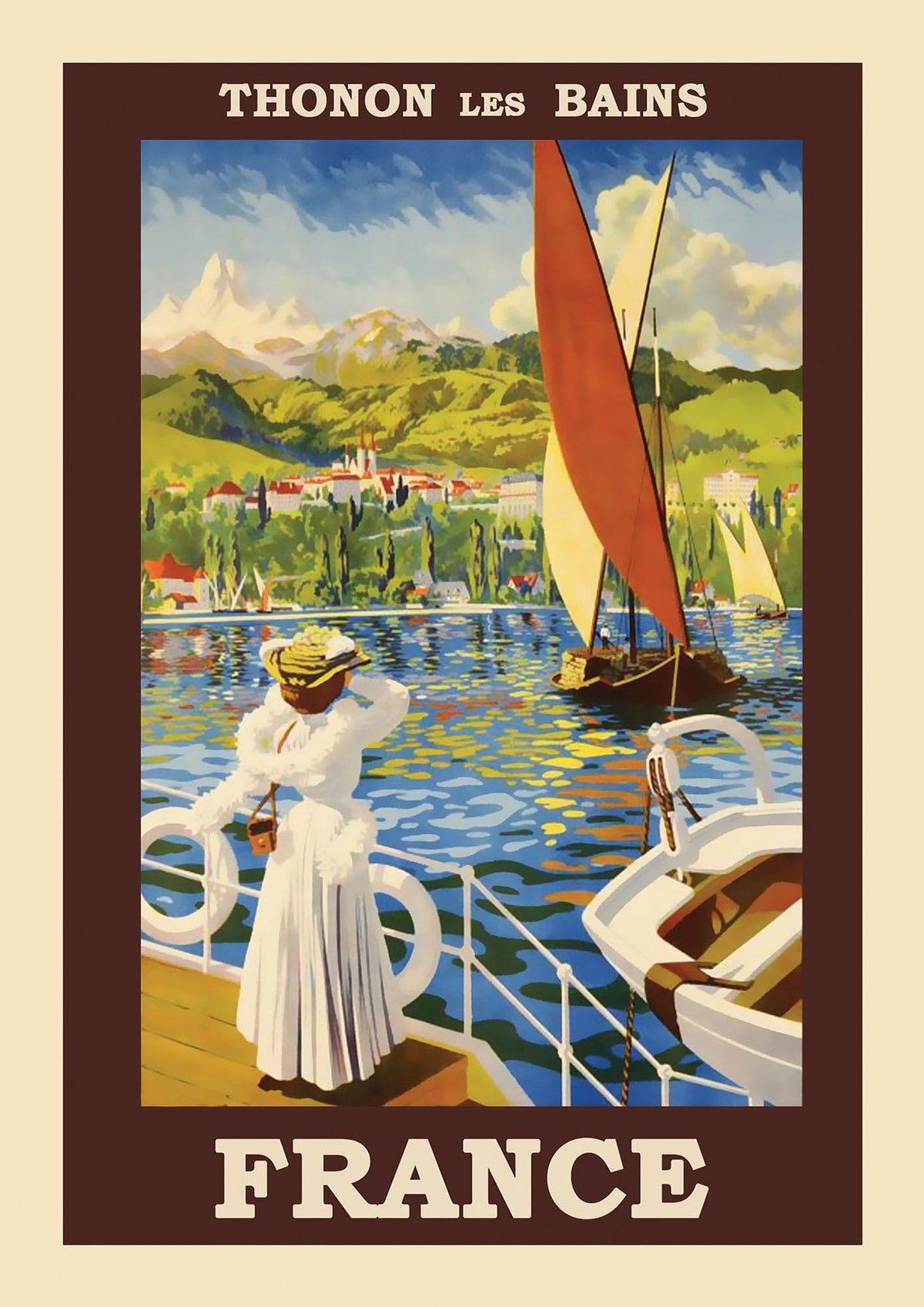 Travel Poster Thonon Les Bains France Printed Poster - detail