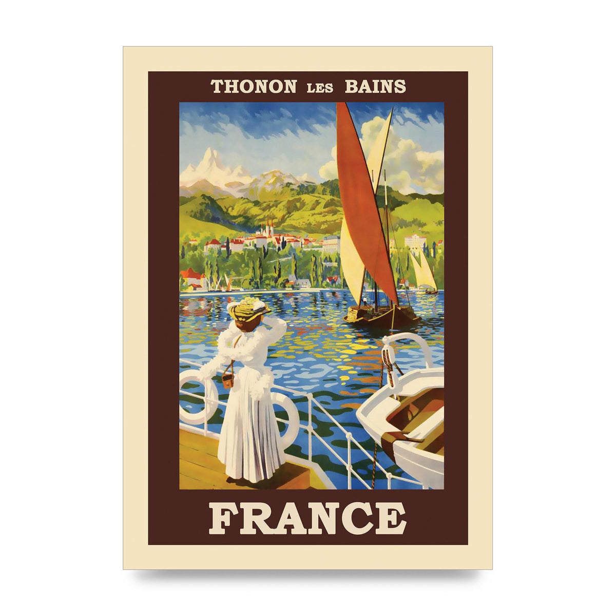 Travel Poster Thonon Les Bains France Printed Poster - unframed print
