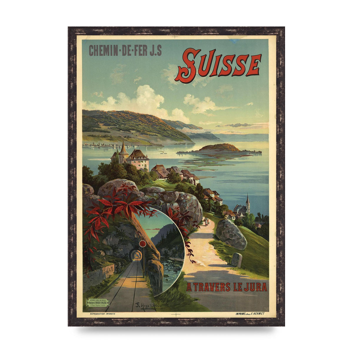 Travel Poster Switzerland Printed Poster - A2 framed