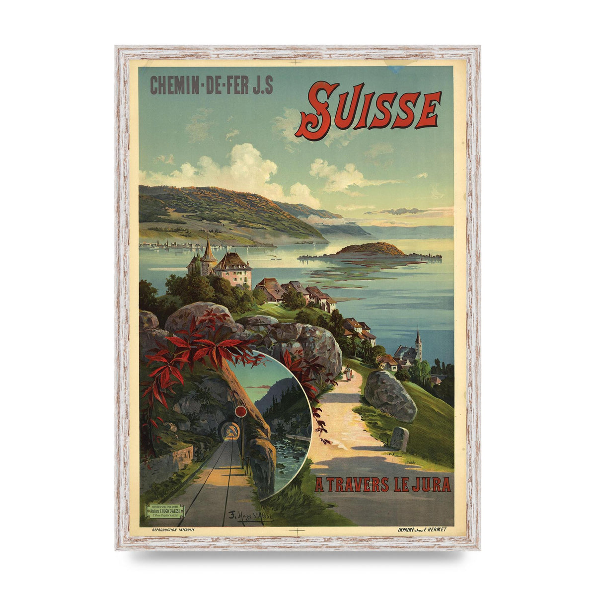 Travel Poster Switzerland Printed Poster - A2 framed