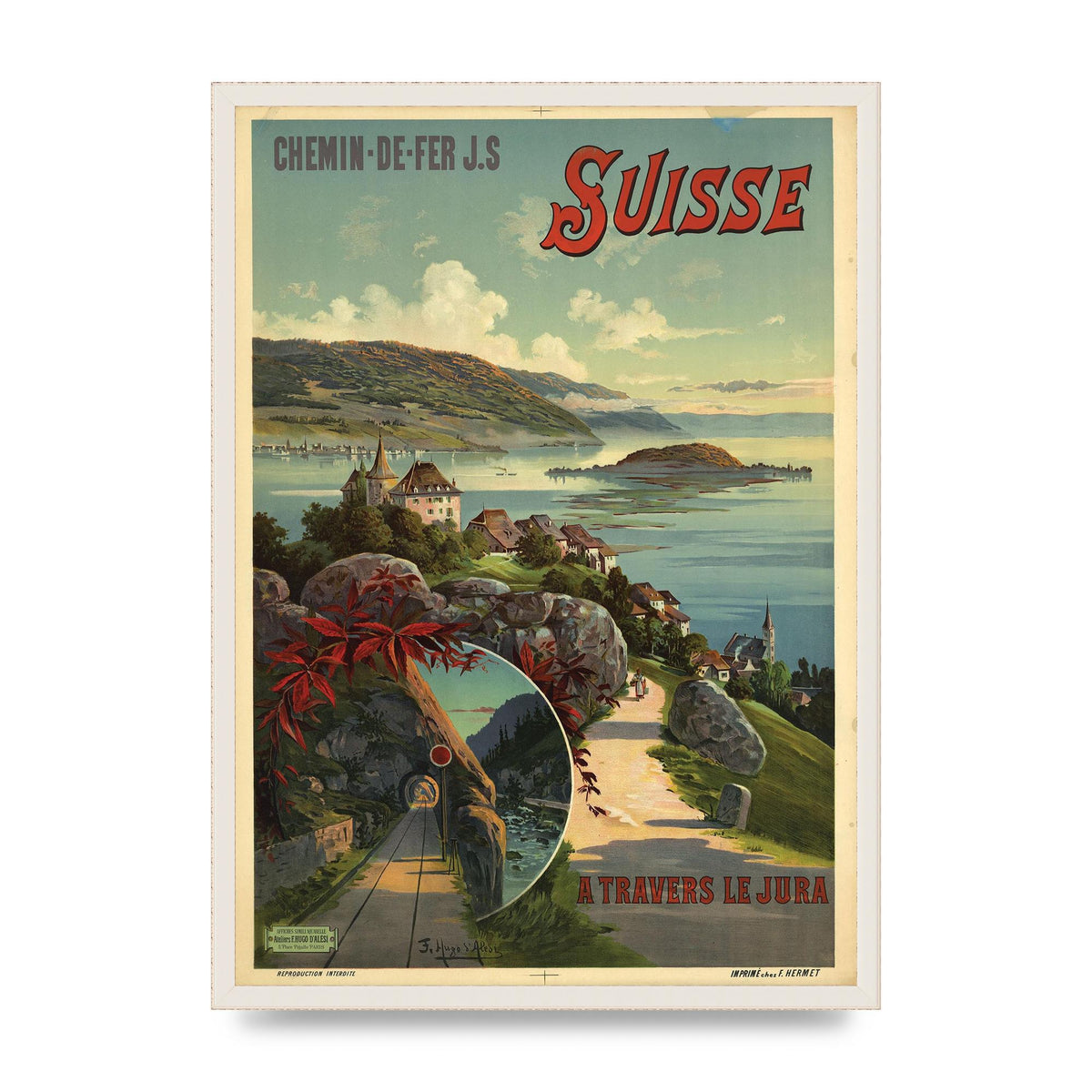 Travel Poster Switzerland Printed Poster - A2 framed