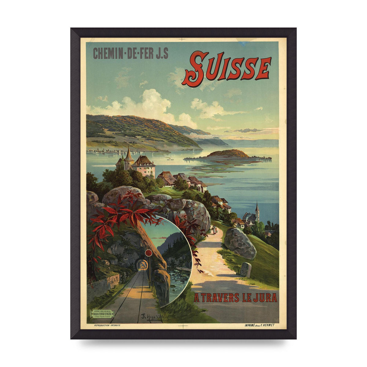 Travel Poster Switzerland Printed Poster - A2 framed