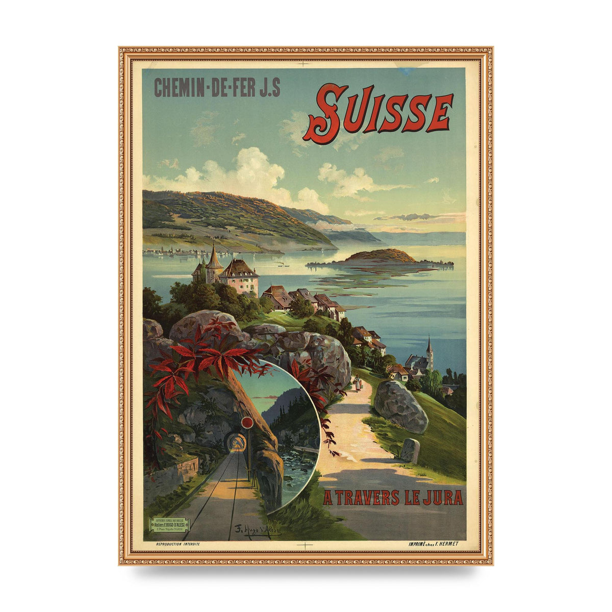 Travel Poster Switzerland Printed Poster - A2 framed