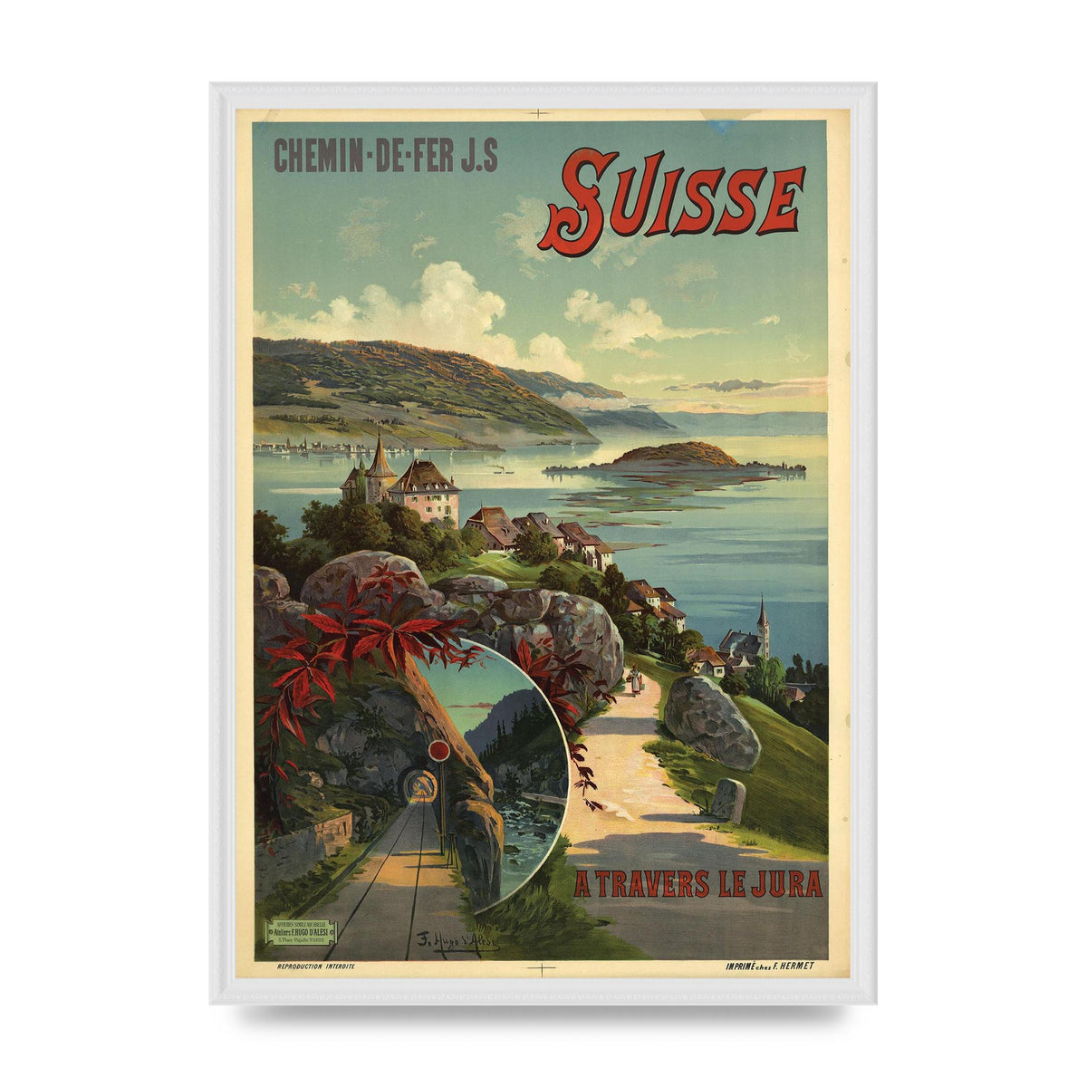 Travel Poster Switzerland Printed Poster - A2 framed