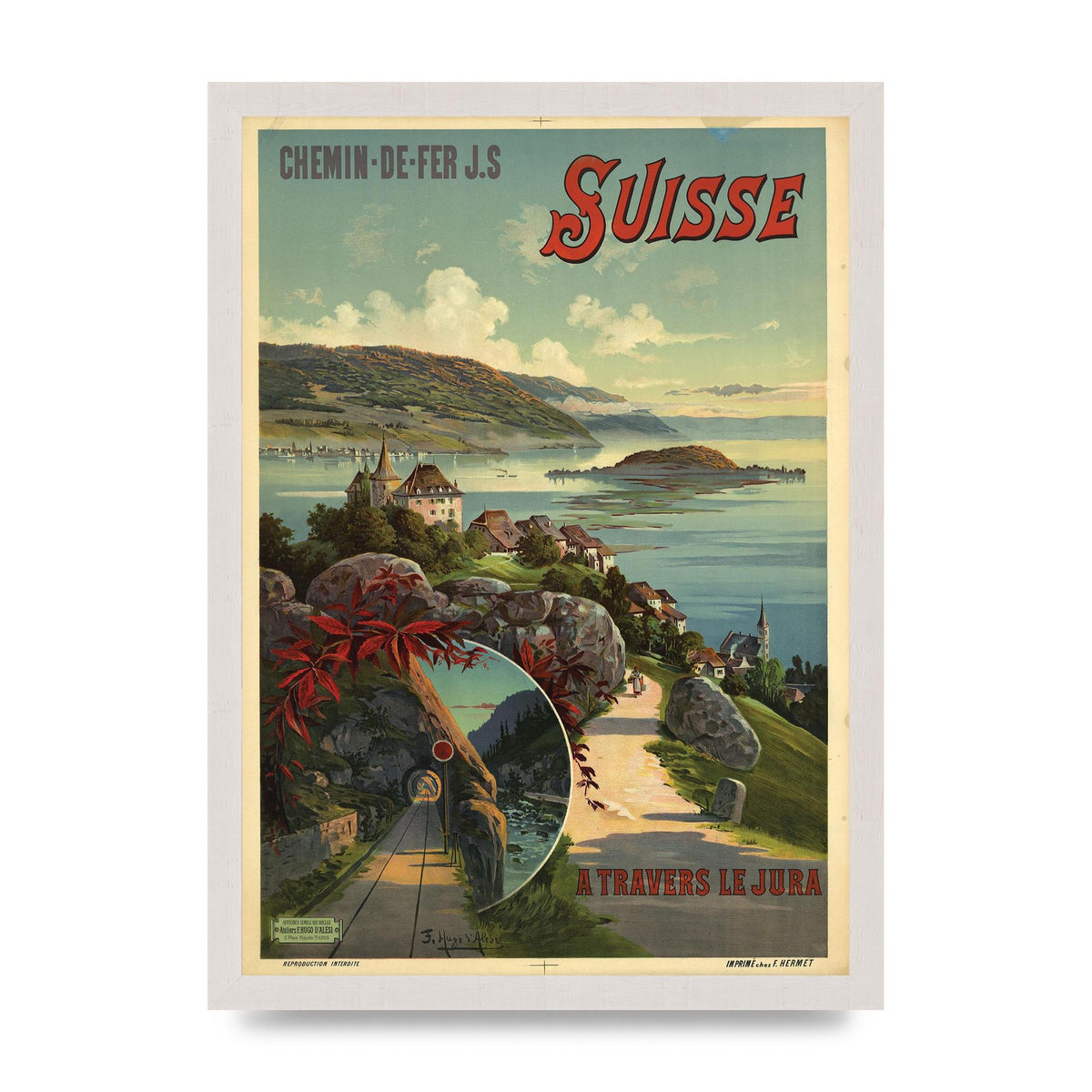 Travel Poster Switzerland Printed Poster - A3 framed