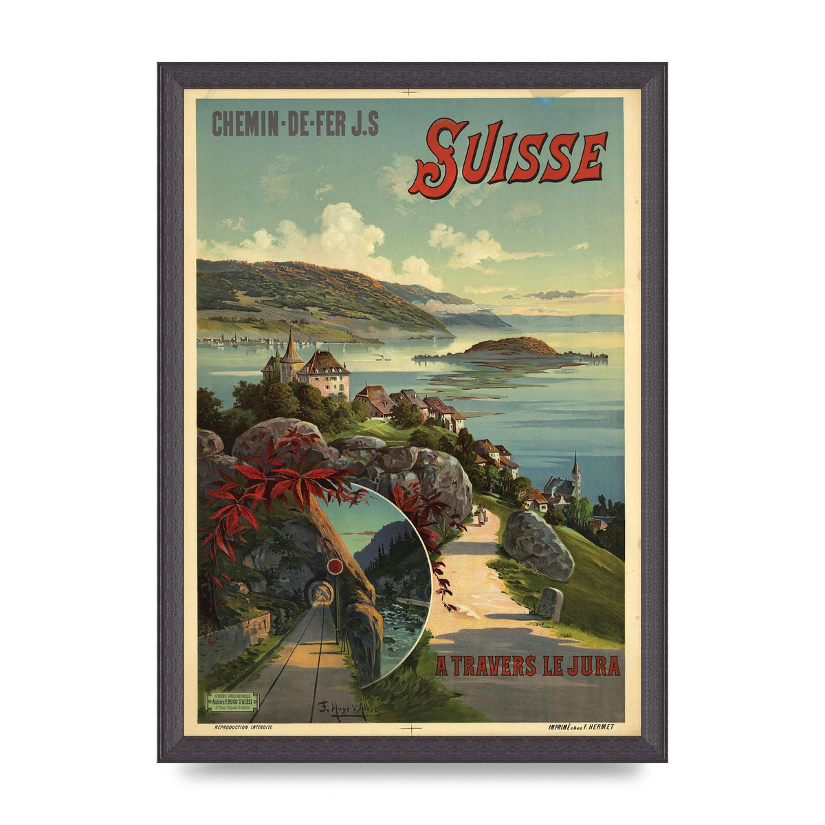 Travel Poster Switzerland Printed Poster - A3 framed
