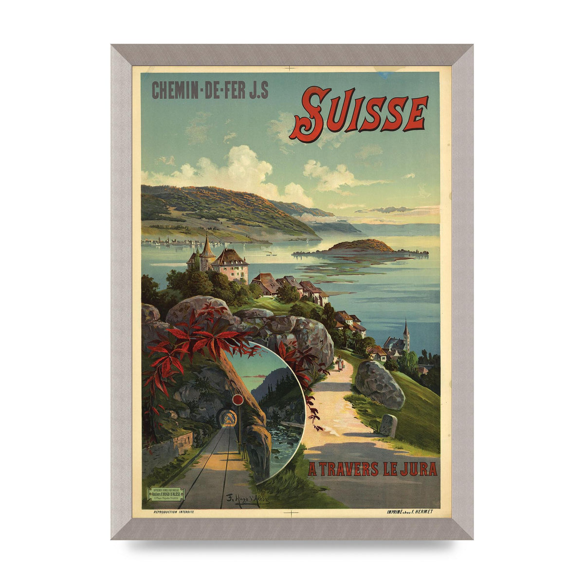 Travel Poster Switzerland Printed Poster - A3 framed