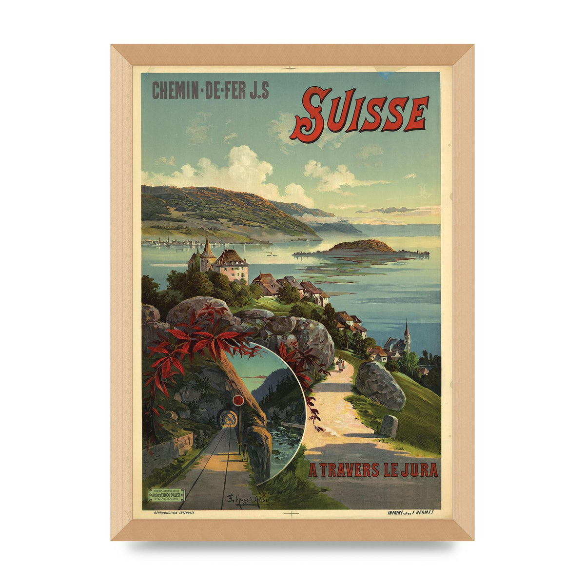 Travel Poster Switzerland Printed Poster - A3 framed