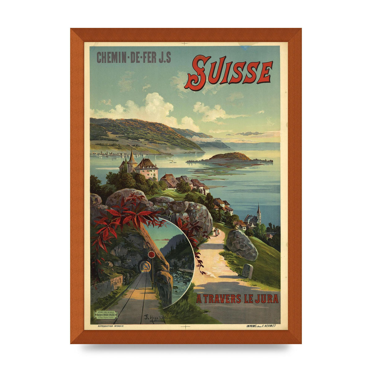 Travel Poster Switzerland Printed Poster - A3 framed