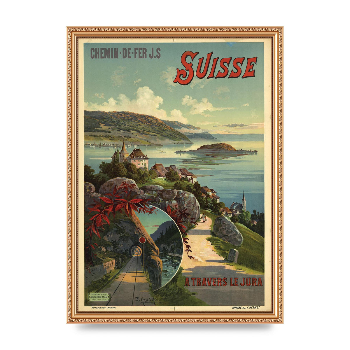 Travel Poster Switzerland Printed Poster - A3 framed