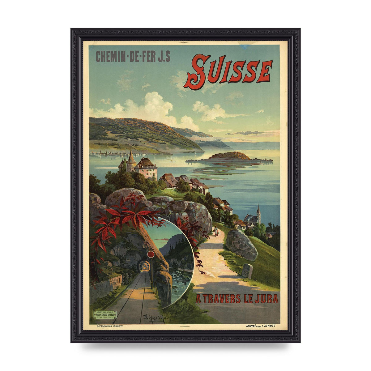 Travel Poster Switzerland Printed Poster - A3 framed