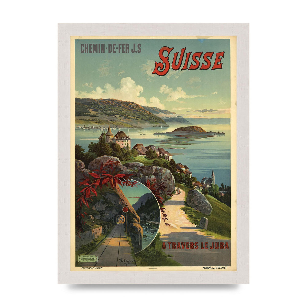 Travel Poster Switzerland Printed Poster - A4 framed