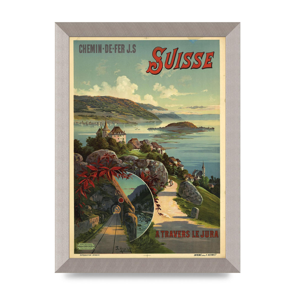 Travel Poster Switzerland Printed Poster - A4 framed