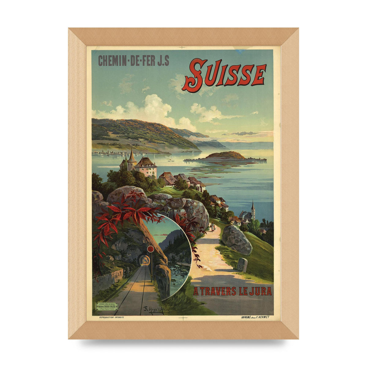 Travel Poster Switzerland Printed Poster - A4 framed