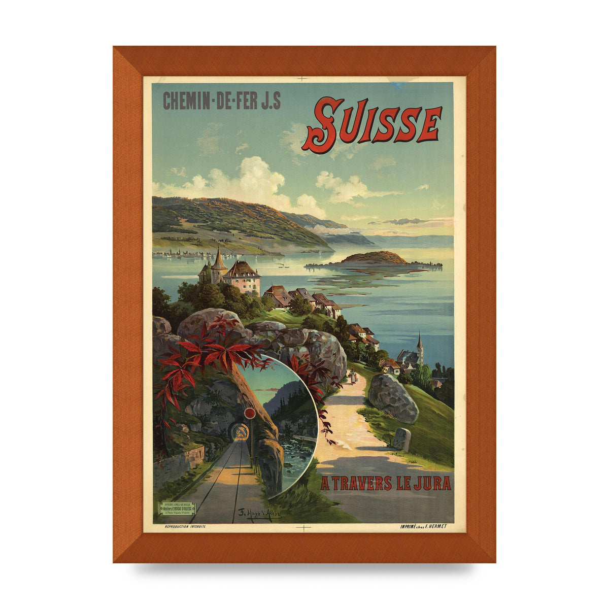 Travel Poster Switzerland Printed Poster - A4 framed