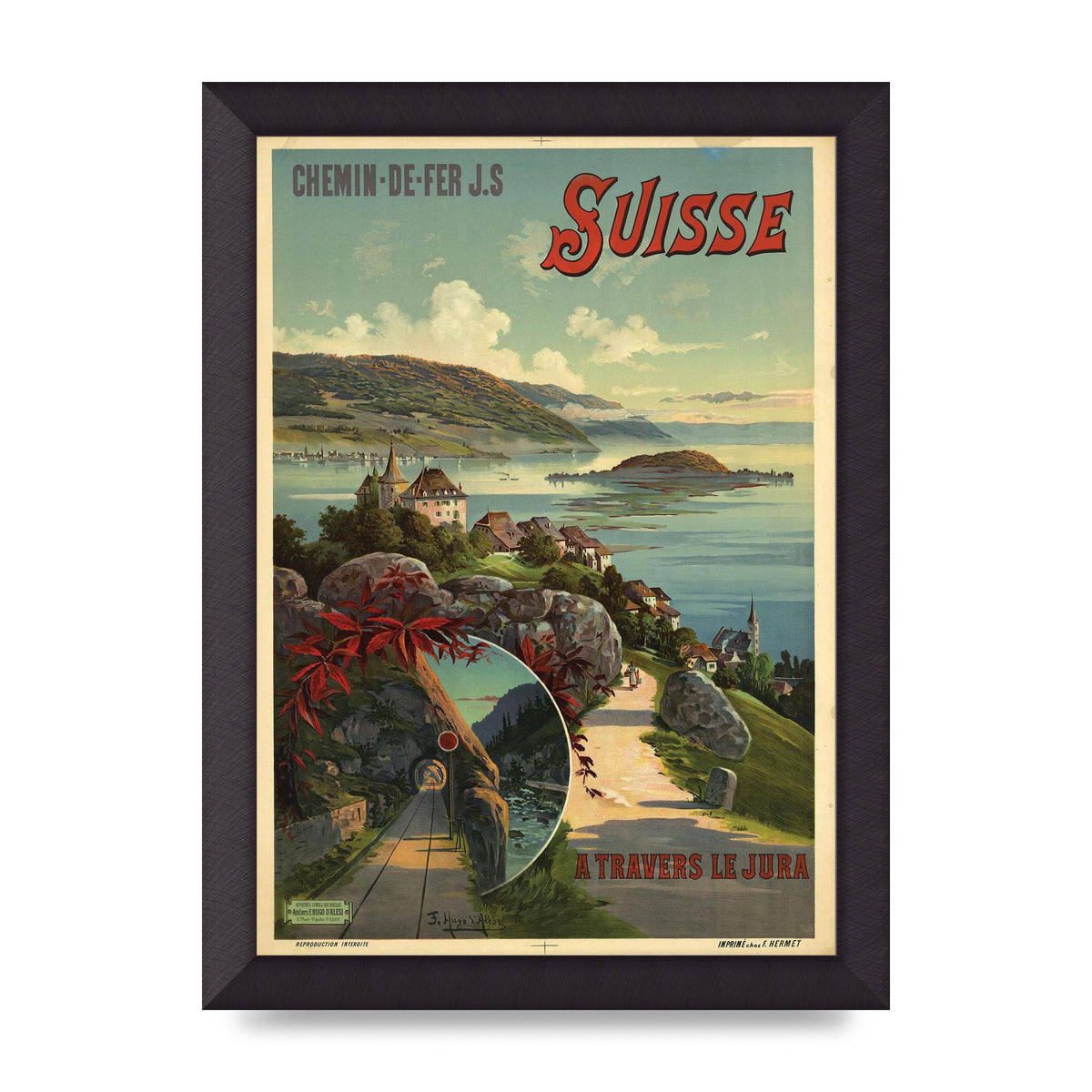 Travel Poster Switzerland Printed Poster - A4 framed
