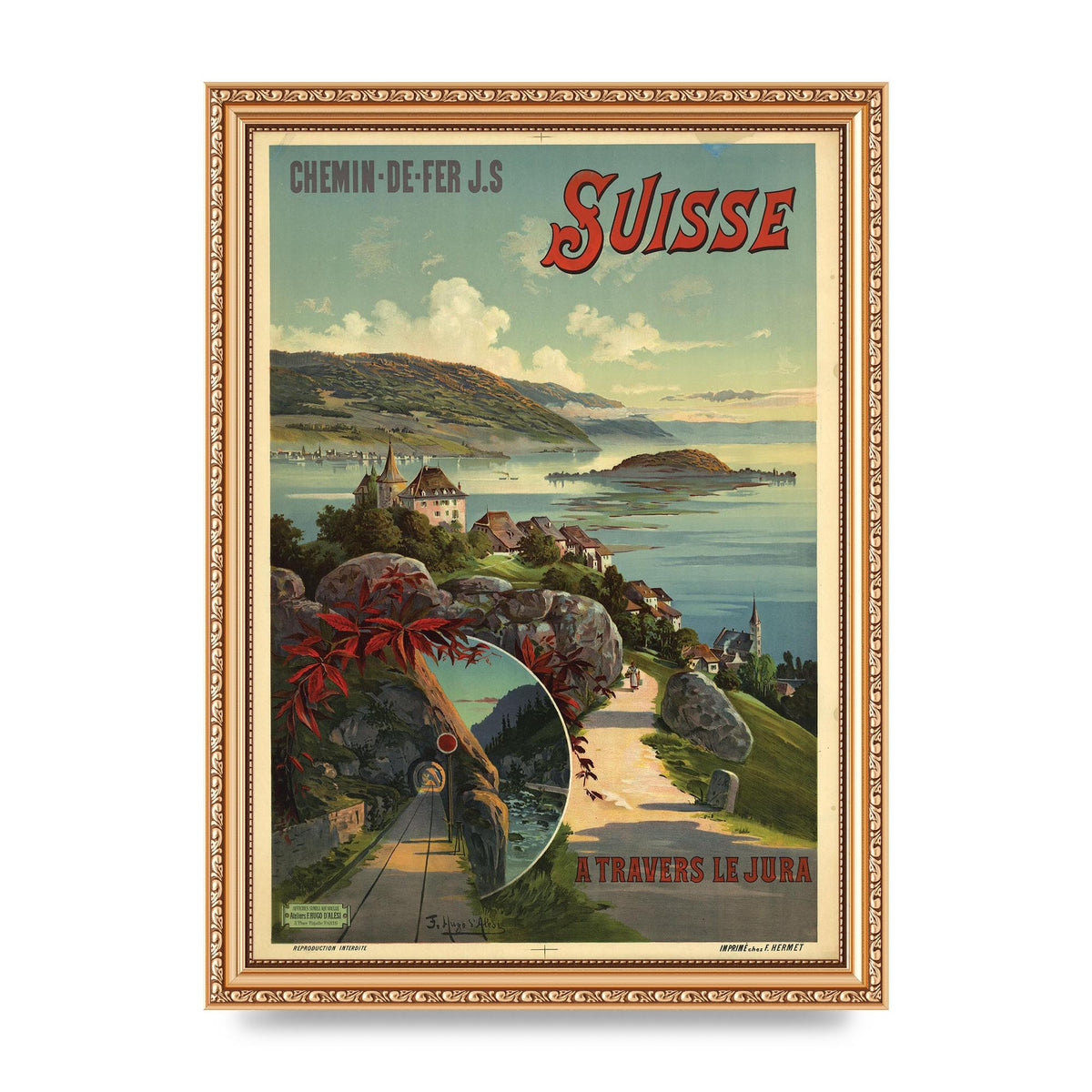 Travel Poster Switzerland Printed Poster - A4 framed