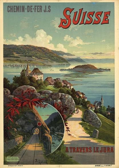 Travel Poster Switzerland Printed Poster - detail