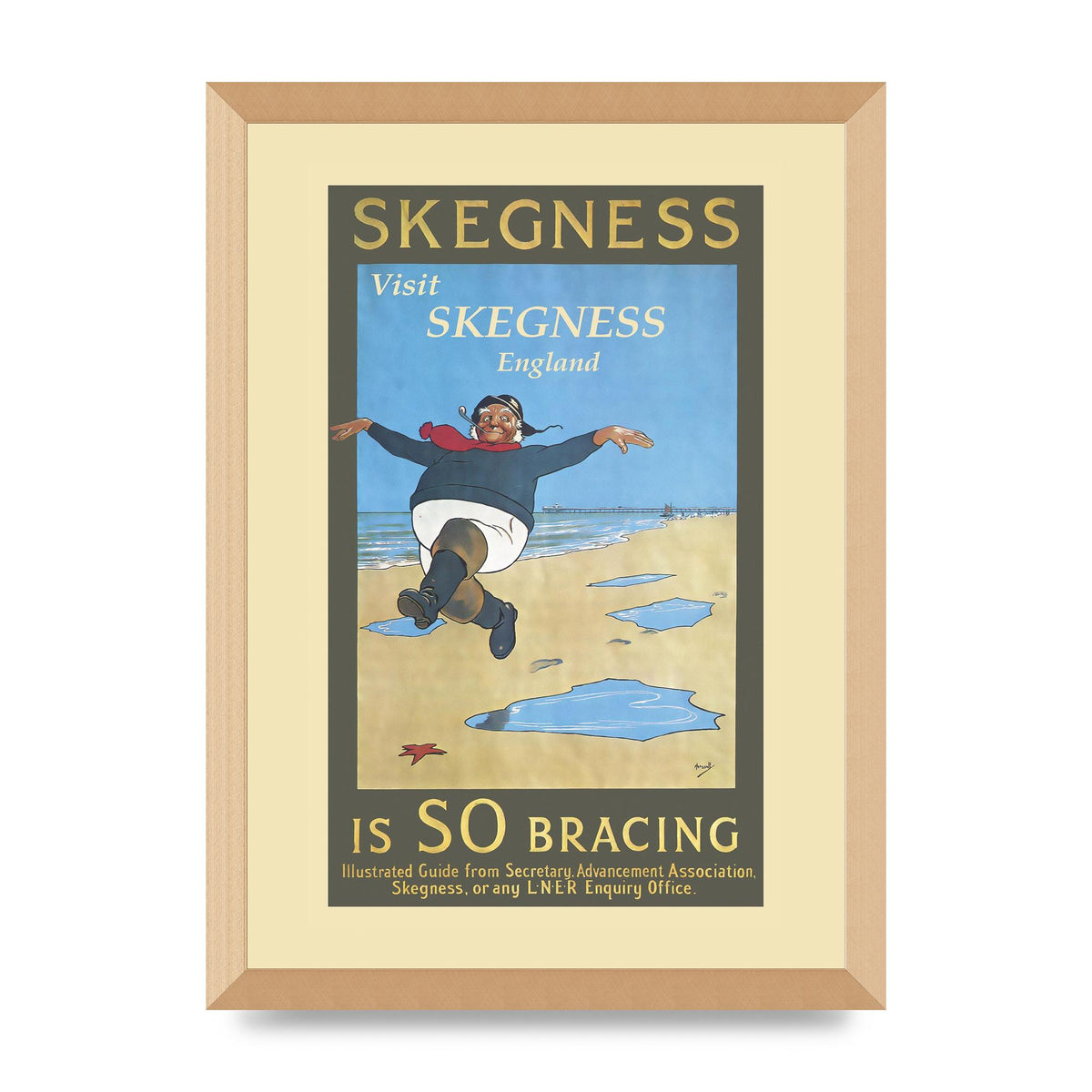 Travel Poster Skegness Wall Art - A3 framed