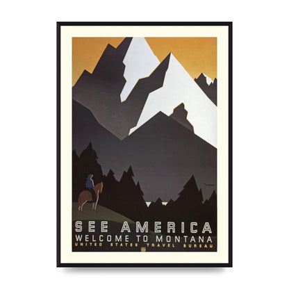 Travel Poster Montana Usa Art For The Home - A2 framed
