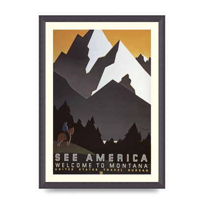 Travel Poster Montana Usa Art For The Home - A3 framed