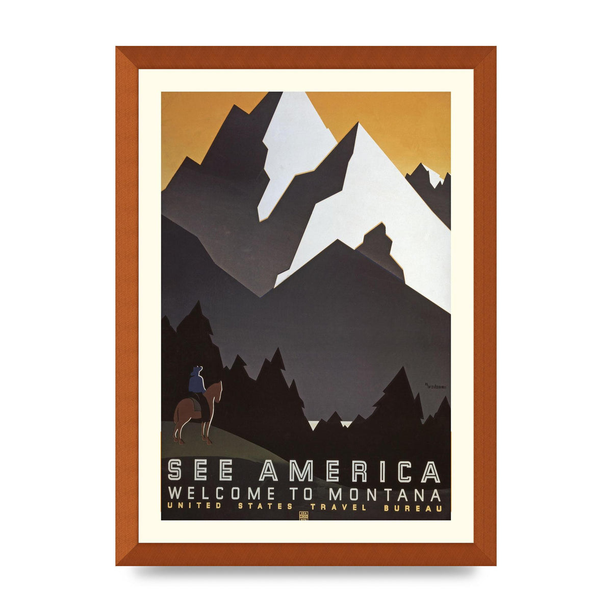 Travel Poster Montana Usa Art For The Home - A3 framed