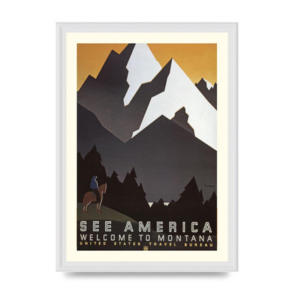 Travel Poster Montana Usa Art For The Home - A3 framed