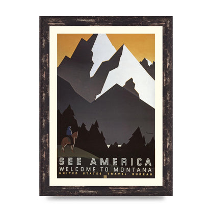 Travel Poster Montana Usa Art For The Home - A4 framed