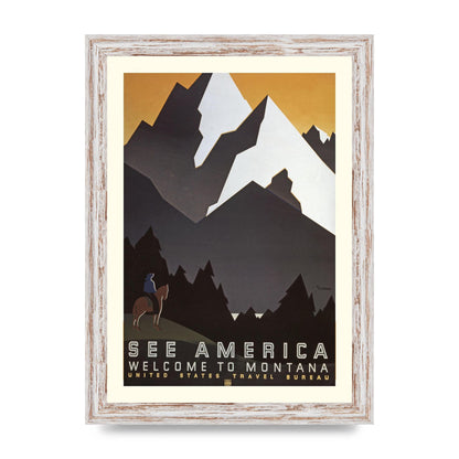 Travel Poster Montana Usa Art For The Home - A4 framed