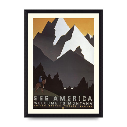 Travel Poster Montana Usa Art For The Home - A4 framed