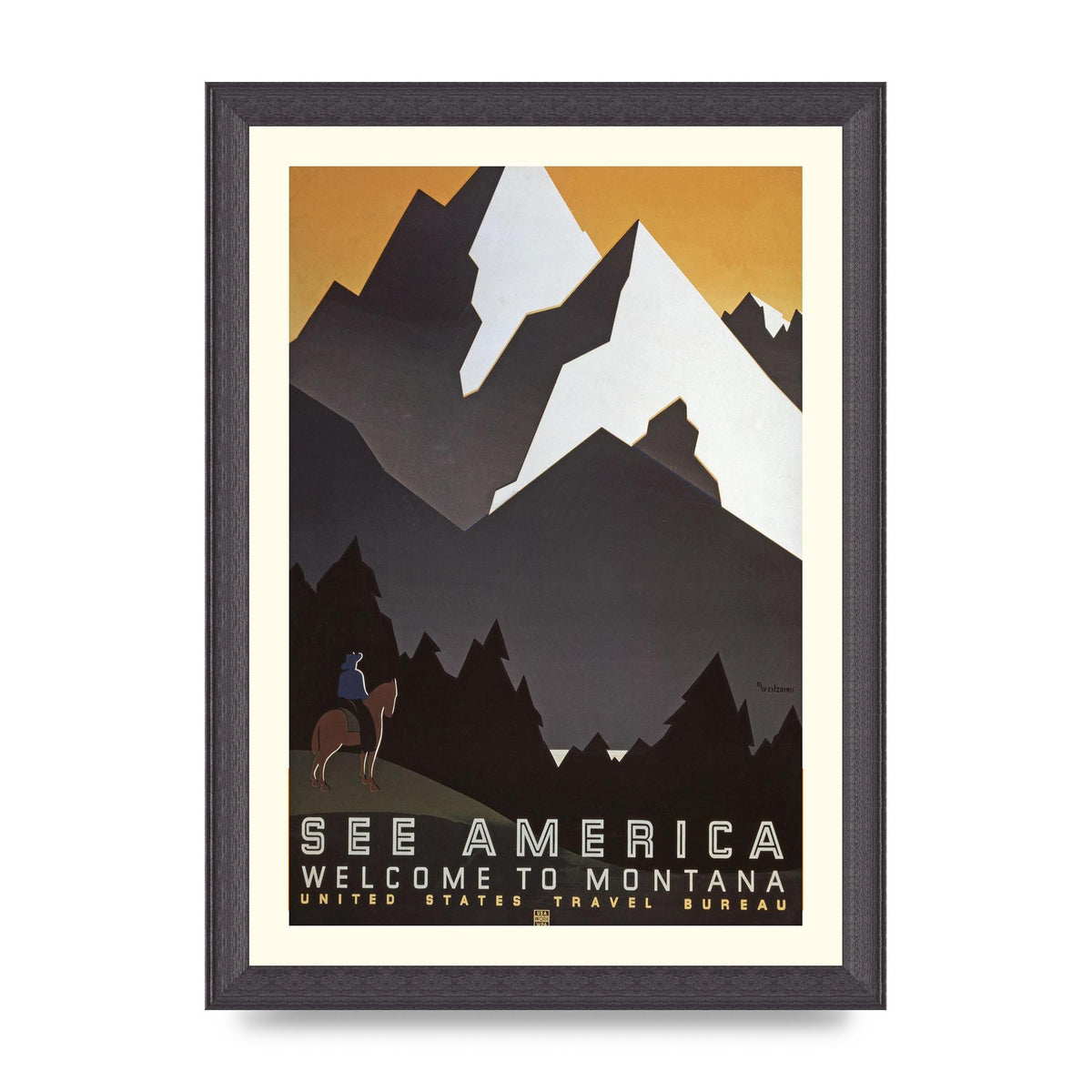 Travel Poster Montana Usa Art For The Home - A4 framed