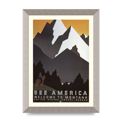 Travel Poster Montana Usa Art For The Home - A4 framed