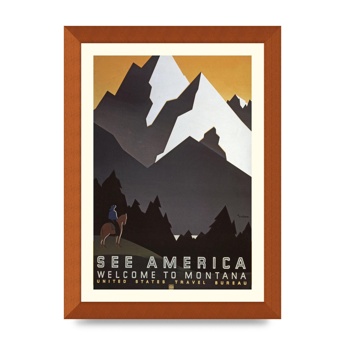 Travel Poster Montana Usa Art For The Home - A4 framed