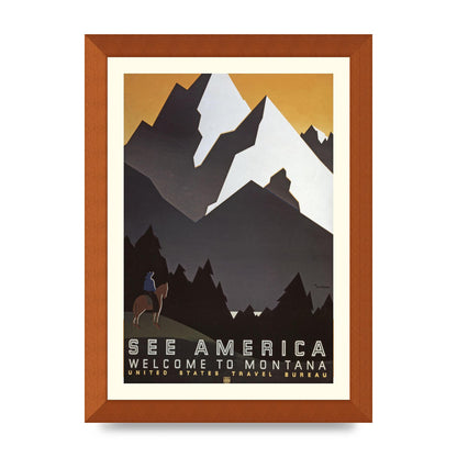Travel Poster Montana Usa Art For The Home - A4 framed