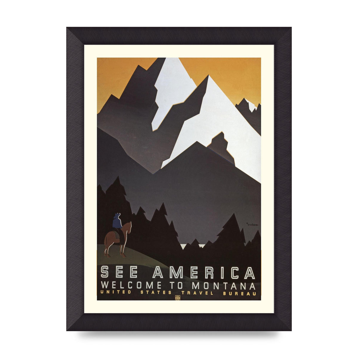 Travel Poster Montana Usa Art For The Home - A4 framed