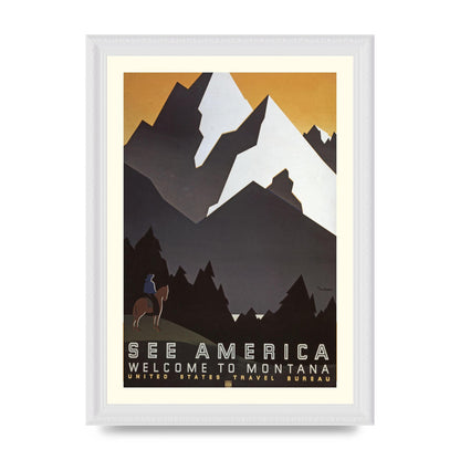 Travel Poster Montana Usa Art For The Home - A4 framed