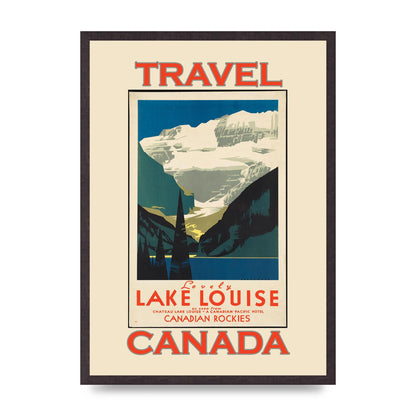Travel Poster Lake Louise Canadian Rockies Canada Printed Poster - A2 framed
