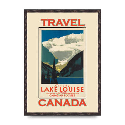 Travel Poster Lake Louise Canadian Rockies Canada Printed Poster - A2 framed