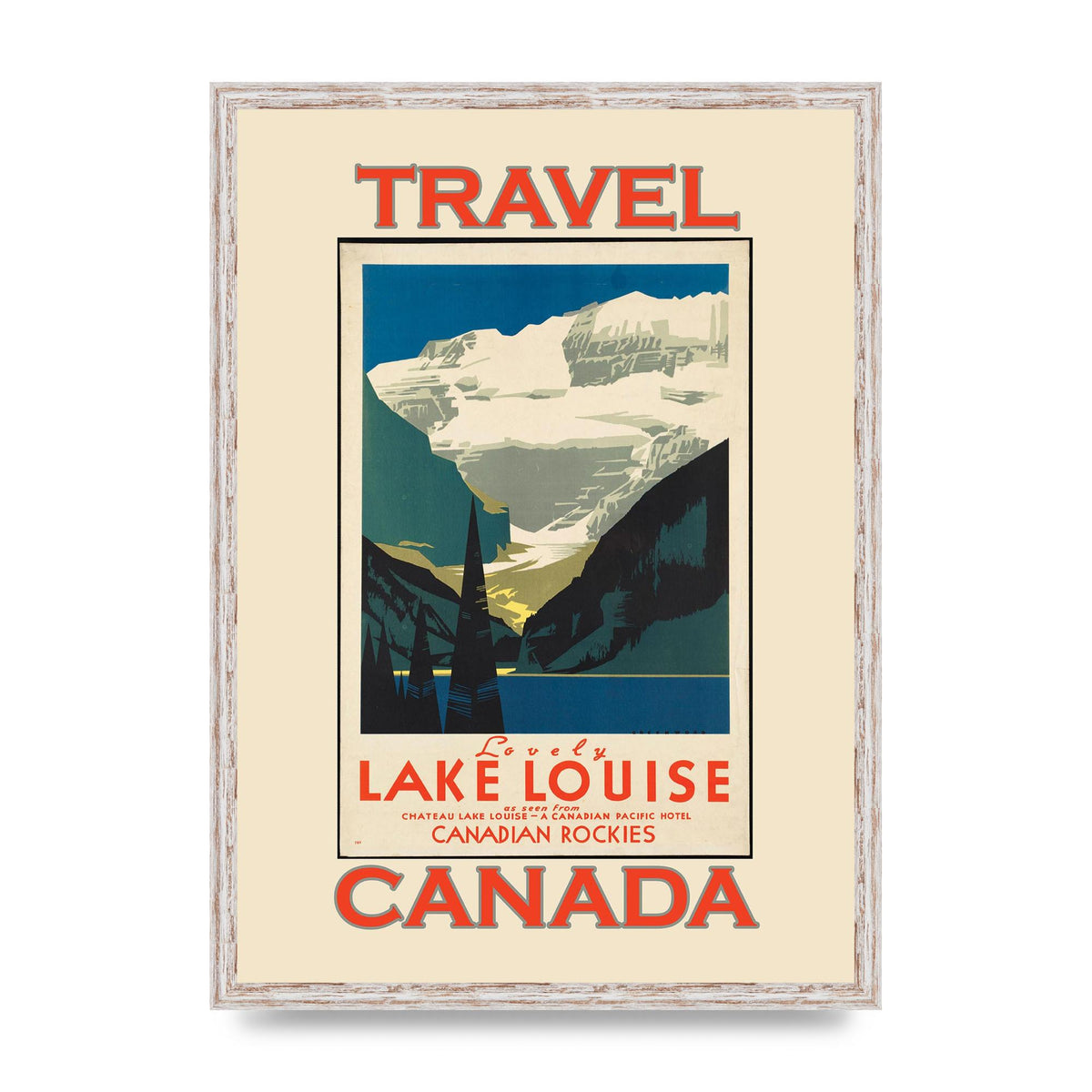 Travel Poster Lake Louise Canadian Rockies Canada Printed Poster - A2 framed