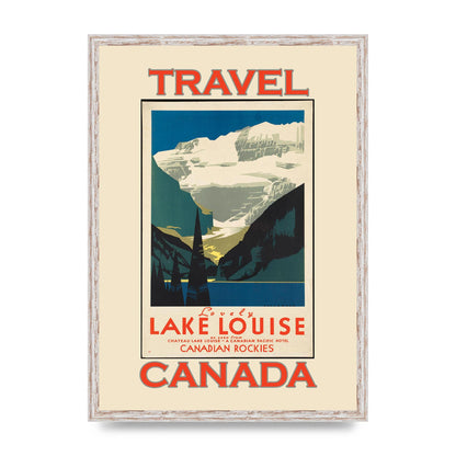Travel Poster Lake Louise Canadian Rockies Canada Printed Poster - A2 framed