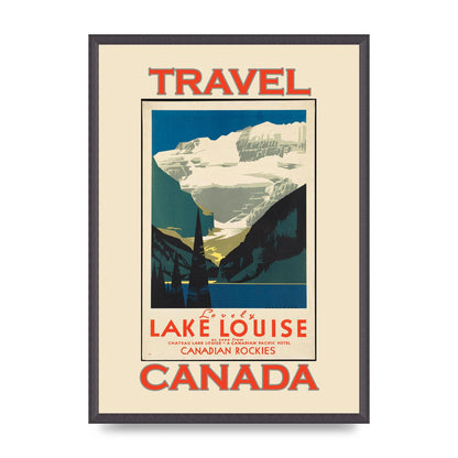 Travel Poster Lake Louise Canadian Rockies Canada Printed Poster - A2 framed