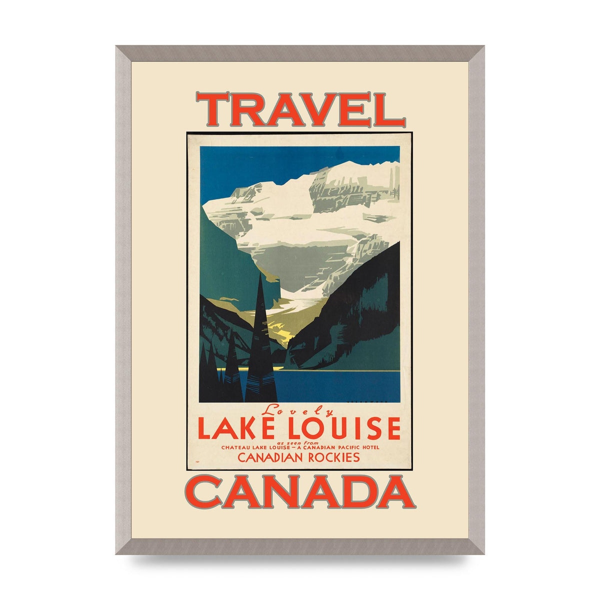 Travel Poster Lake Louise Canadian Rockies Canada Printed Poster - A2 framed