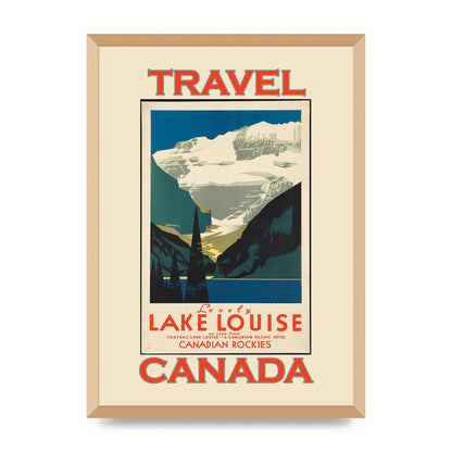 Travel Poster Lake Louise Canadian Rockies Canada Printed Poster - A2 framed