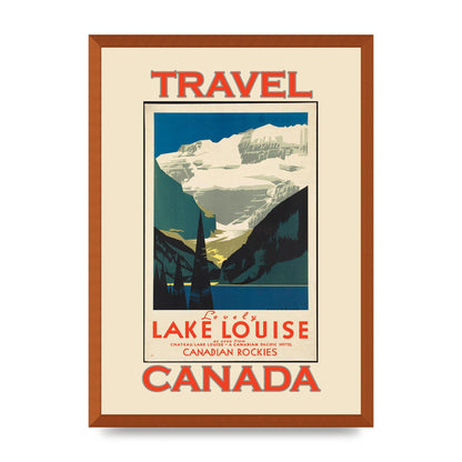 Travel Poster Lake Louise Canadian Rockies Canada Printed Poster - A2 framed