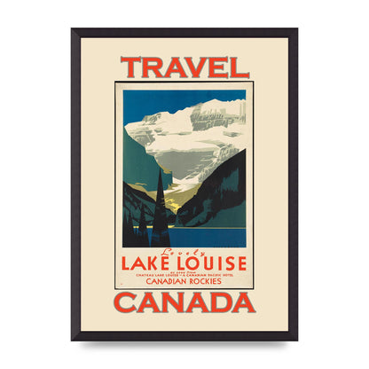 Travel Poster Lake Louise Canadian Rockies Canada Printed Poster - A2 framed