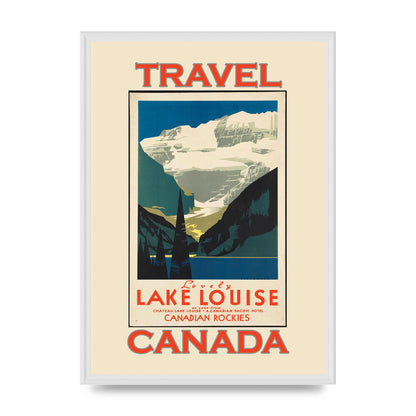 Travel Poster Lake Louise Canadian Rockies Canada Printed Poster - A2 framed