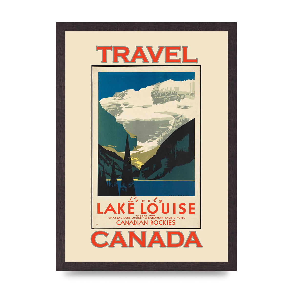 Travel Poster Lake Louise Canadian Rockies Canada Printed Poster - A3 framed