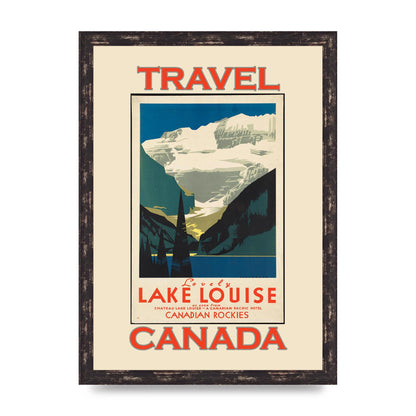 Travel Poster Lake Louise Canadian Rockies Canada Printed Poster - A3 framed